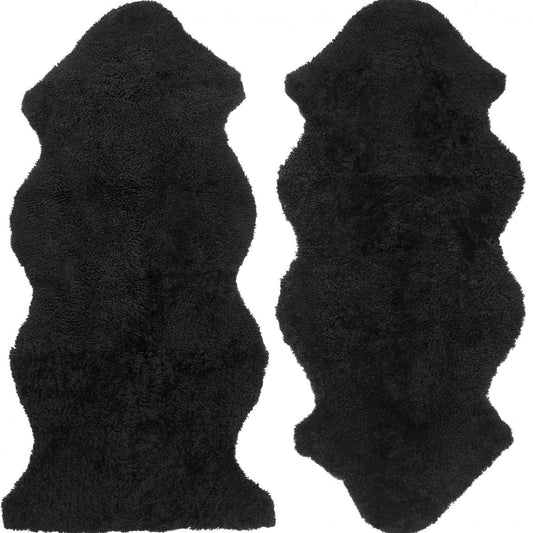Curly fårskinn black, large 1-pack